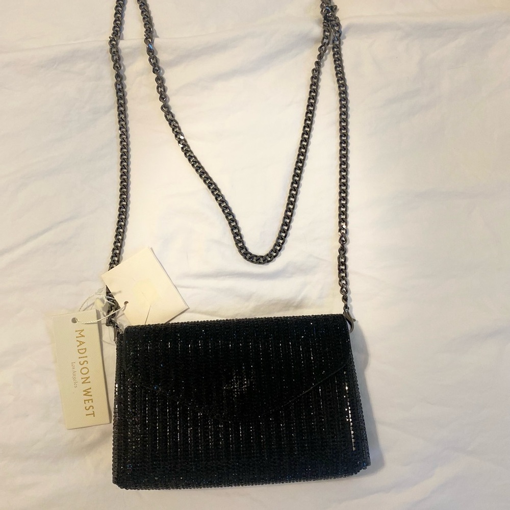 Madison West Elegant Black Beaded Crossbody